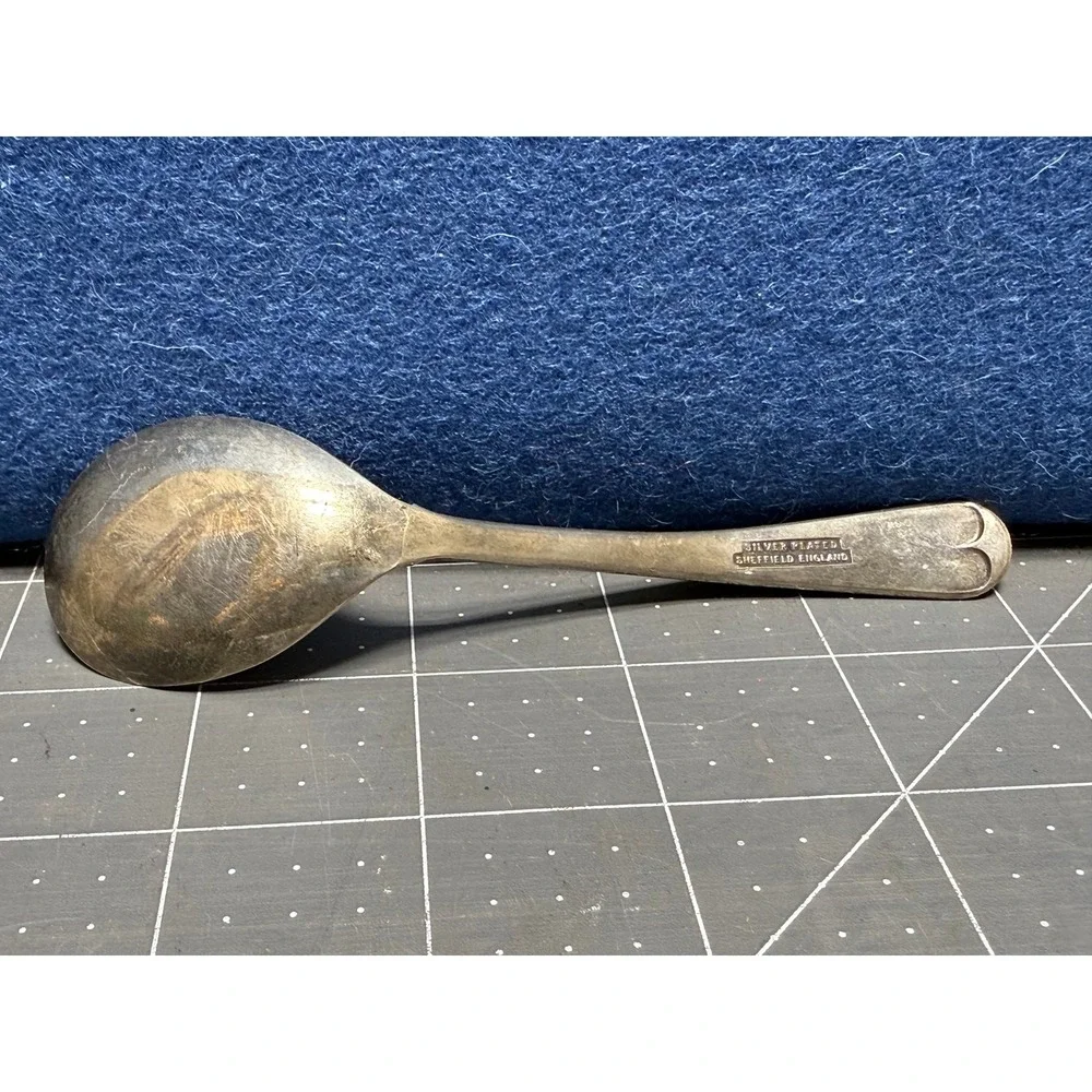 Sheffield England Silver‎ Plated Slotted Serving Spoon 1.5